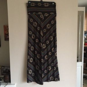Brown Aztec inspired Maxi Skirt